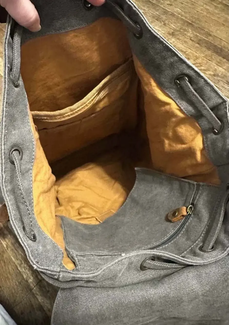 Kattee Vintage Waxed Canvas and Leather Rucksack Backpack Outdoor Travel Work